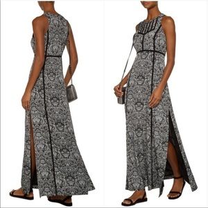 IRO Black and White Ridge Open Knit Trim Maxi Dress - 42